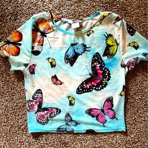 Butterfly mesh crop top